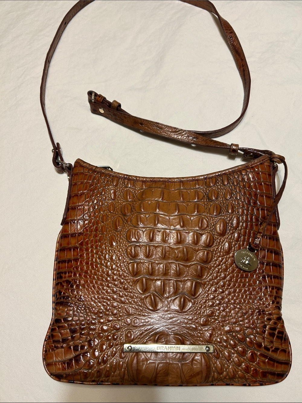 Brahmin Chestnut Croc-Embossed Leather Crossbody